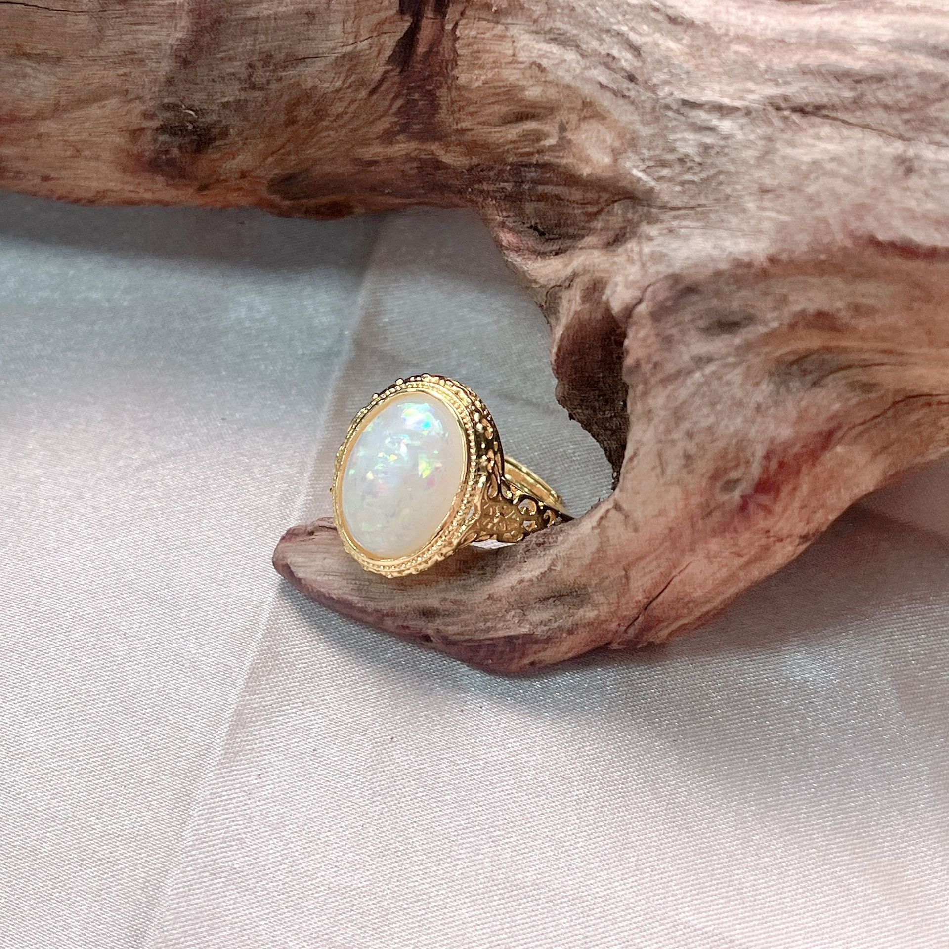 Colorful White Onyx Adjustable Ring For Women - Image 3
